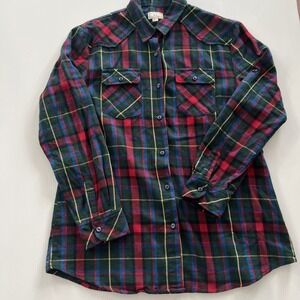 Matchstick Men's Plaid Red Blue Button Down Long Sleeve Shirt Size L